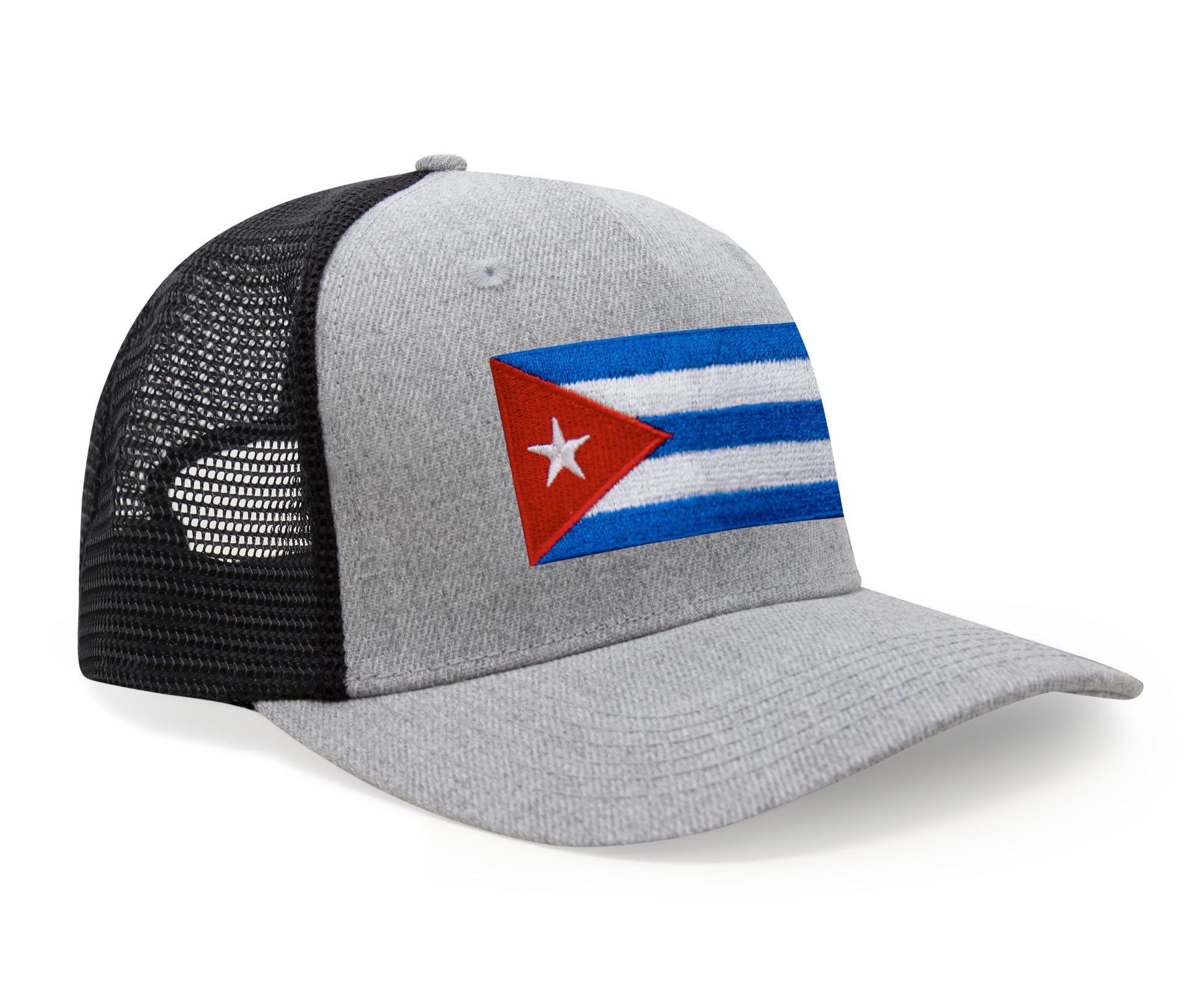International Tie Country Hat for Men and Women, Adjustable Snapback Trucker Baseball Cap with Embroidered Patch (Cuba, Grey Black) - International Tie