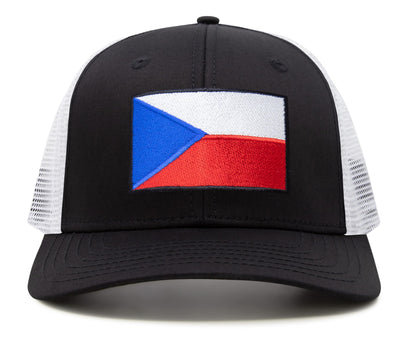 Czech Republic Flag Hat for Men and Women – Adjustable Snapback Baseball Cap by International Tie (Black White)