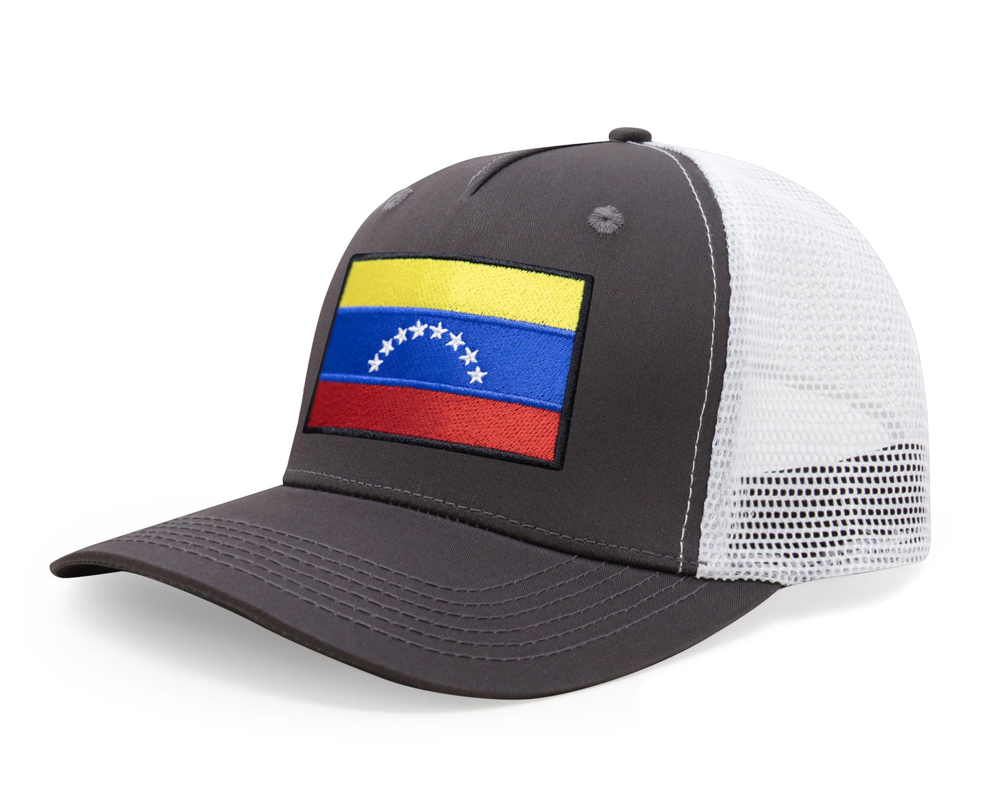 International Tie Country Hat for Men and Women, Adjustable Snapback Trucker Baseball Cap with Embroidered Patch (Venezuela, Grey White) - International Tie