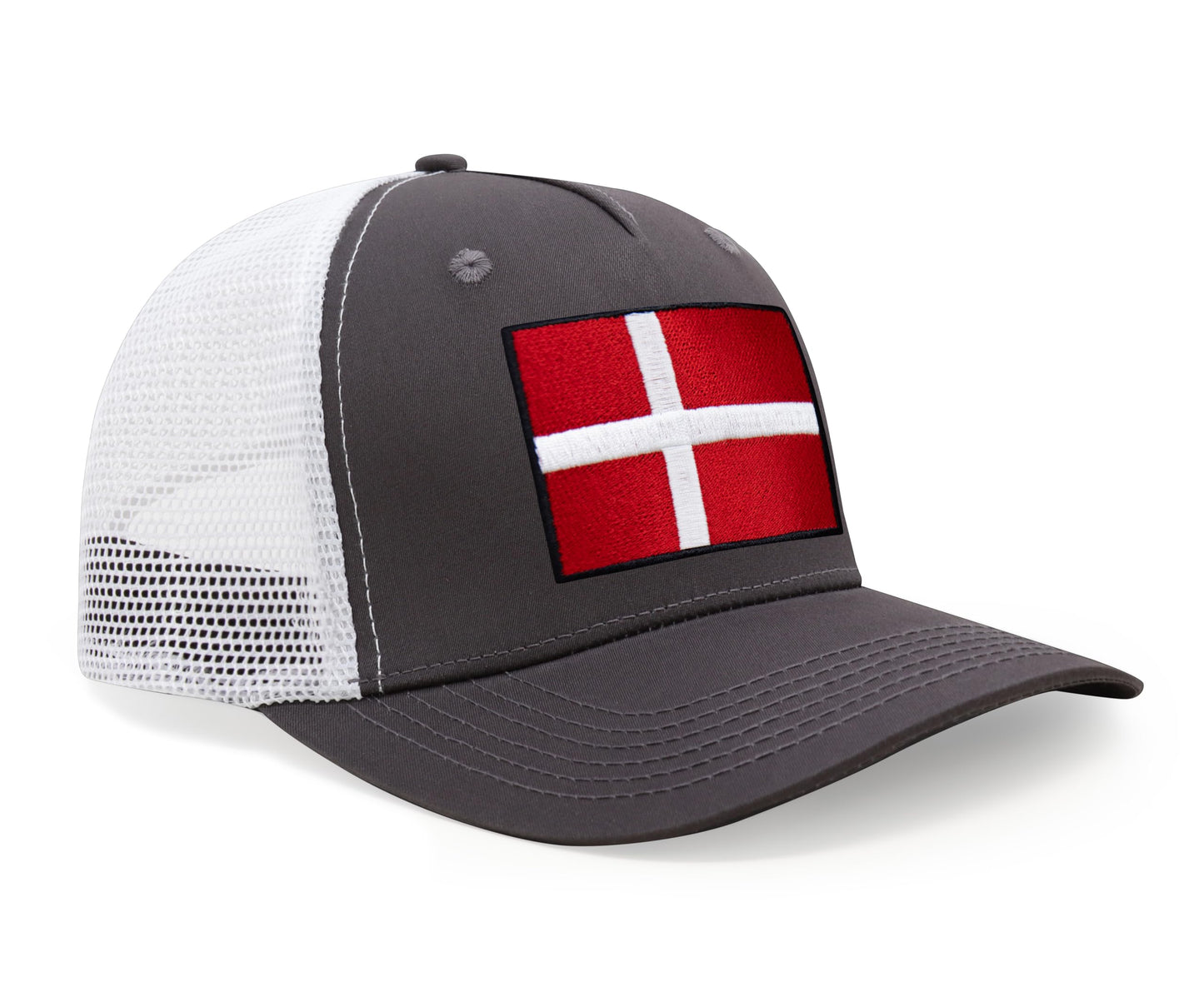 Denmark Flag Hat for Men and Women – Adjustable Snapback Baseball Cap by International Tie (Grey White)