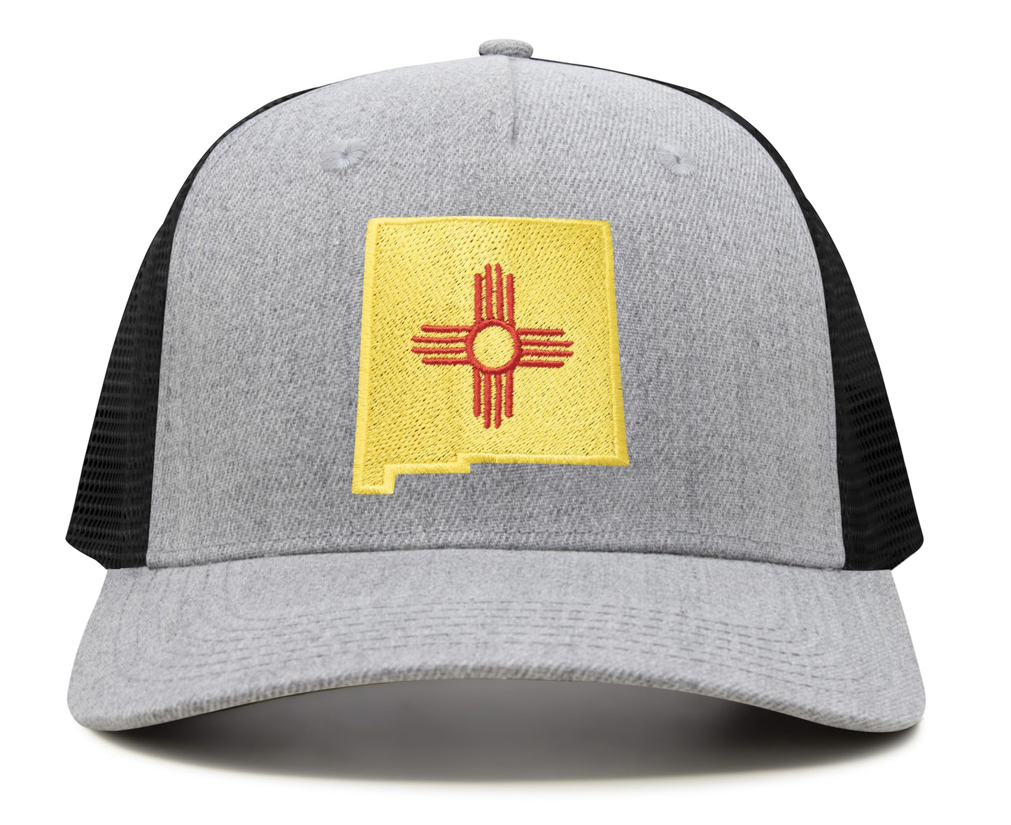 International Tie Stateline Flag Hat for Men and Women - Snapback Trucker Baseball Cap (New Mexico, Grey Black)