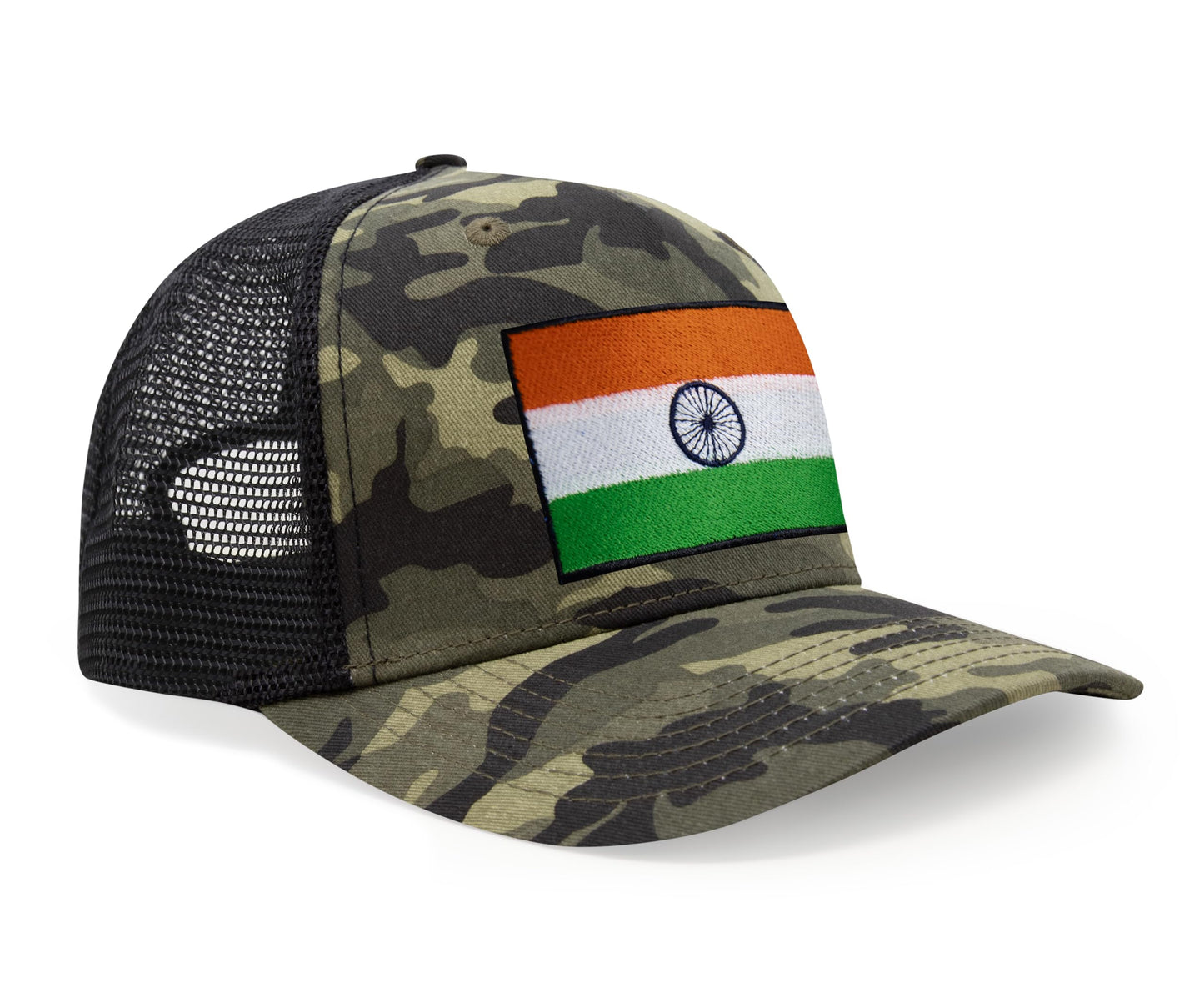 International Tie Indian Flag Hat for Men and Women - Adjustable India Snapback Trucker Baseball Cap (Camouflage)