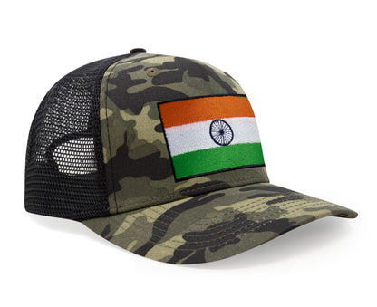 International Tie Indian Flag Hat for Men and Women - Adjustable India Snapback Trucker Baseball Cap (Camouflage)