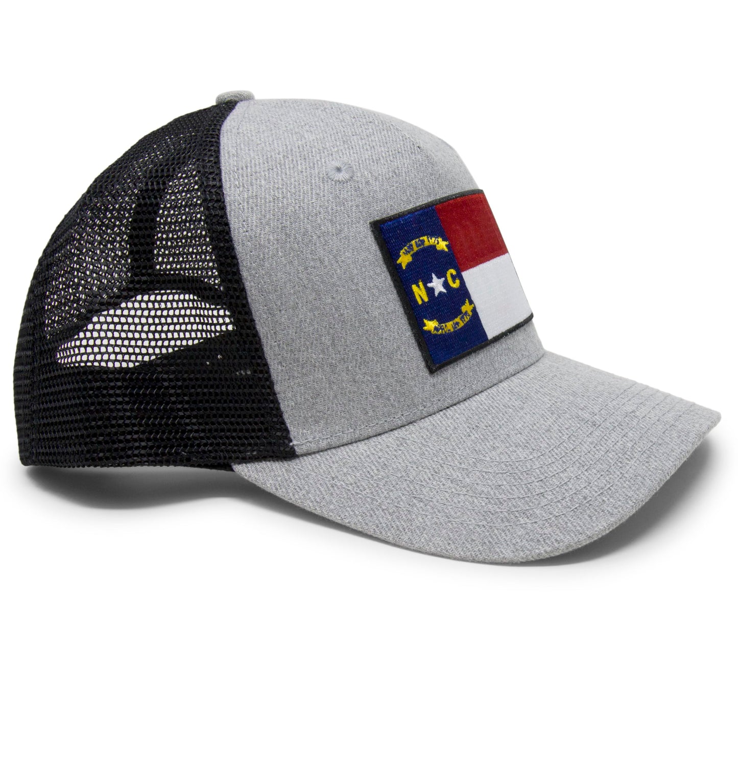 International Tie Premium Flag Themed North Carolina Hat for Men and Women – Adjustable One Size Snapback Cap - Embroidered Patch - Mesh Back (Grey/Black)