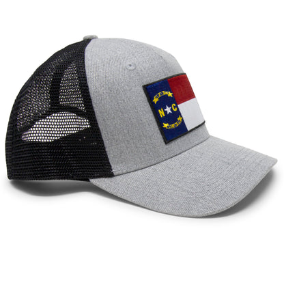 International Tie Premium Flag Themed North Carolina Hat for Men and Women – Adjustable One Size Snapback Cap - Embroidered Patch - Mesh Back (Grey/Black)