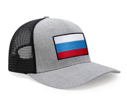 International Tie Russian Flag Hat for Men and Women - Adjustable Snapback Trucker Baseball Cap (Grey Black)