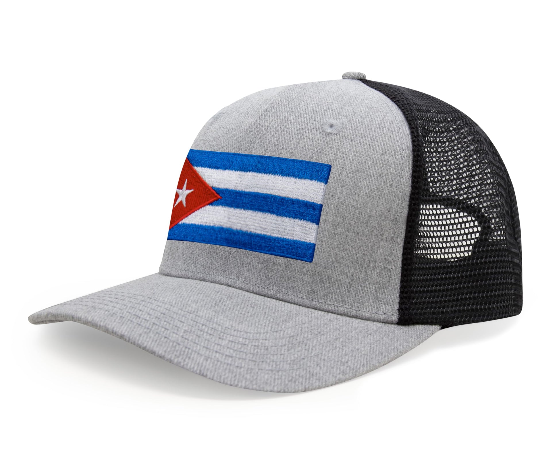 International Tie Country Hat for Men and Women, Adjustable Snapback Trucker Baseball Cap with Embroidered Patch (Cuba, Grey Black) - International Tie
