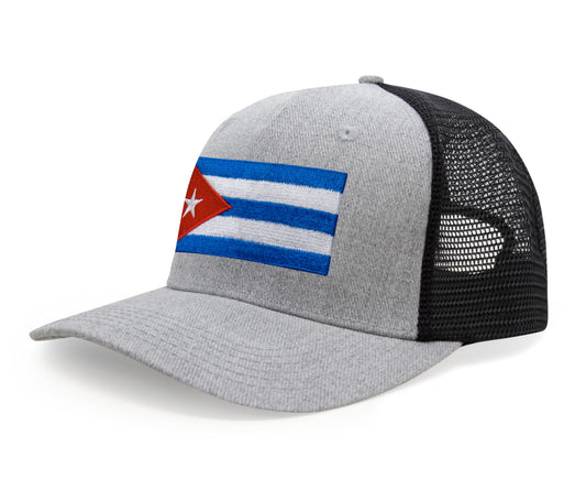 International Tie Country Hat for Men and Women, Adjustable Snapback Trucker Baseball Cap with Embroidered Patch (Cuba, Grey Black) - International Tie