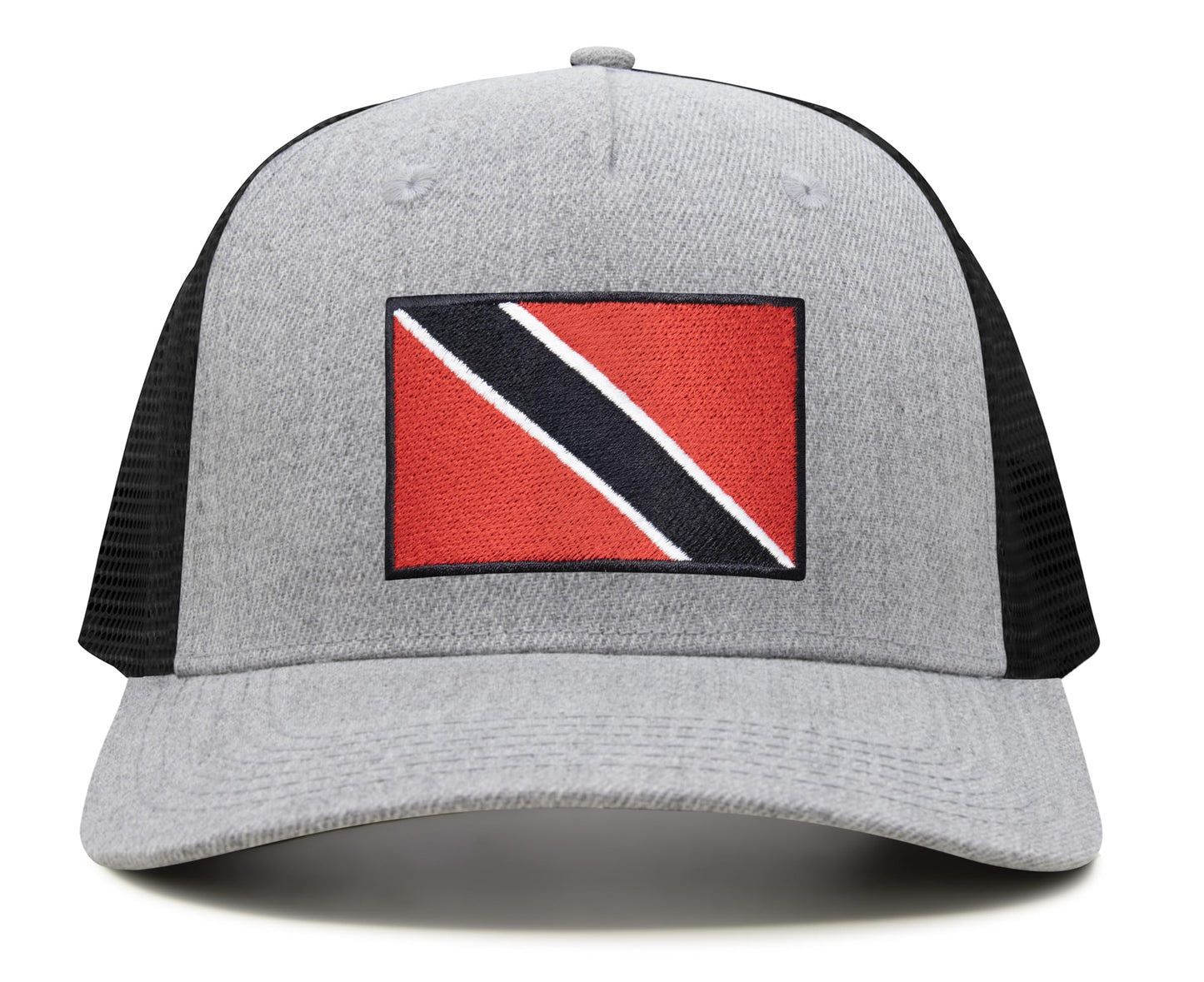 International Tie Country Hat for Men and Women, Adjustable Snapback Trucker Baseball Cap with Embroidered Patch (Trinidad and Tobago, Grey Black) - International Tie