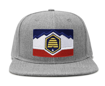 International Tie Utah Hat for Men and Women - Snapback Trucker Baseball Cap (Grey Flatbill)