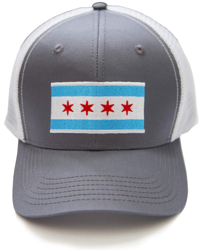 International Tie Milwaukee People’s Flag Hat for Men and Women – Snapback Trucker Baseball Cap (Grey White)