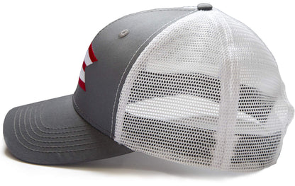 International Tie Ohio State Flag Hat for Men and Women - Snapback Trucker Baseball Cap 
(Grey White)