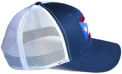 Iowa Flag Hat for Men and Women – Adjustable Snapback Trucker Baseball Cap by International Tie (Navy White)