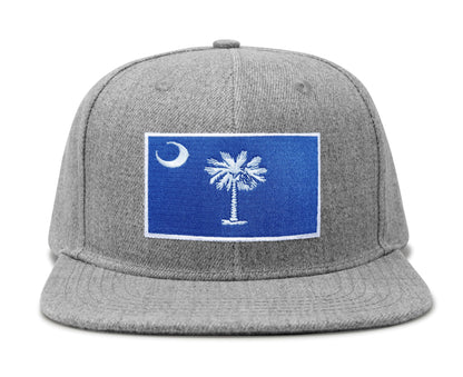 International Tie Premium South Carolina Flag Hat for Men and Women - Palmetto Snapback Trucker Baseball Cap (All White)