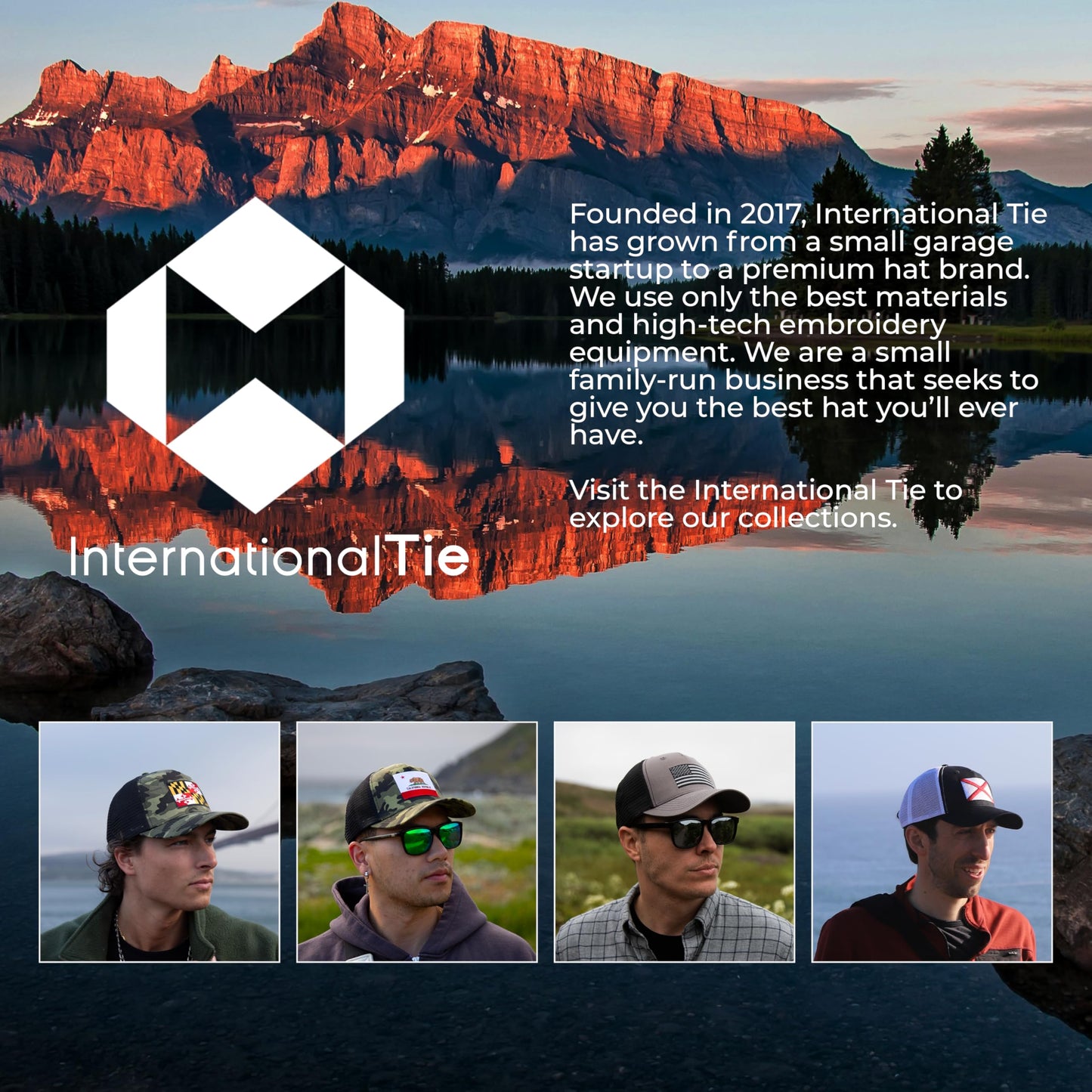 Iowa Flag Hat for Men and Women – Adjustable Snapback Trucker Baseball Cap by International Tie (All Black)