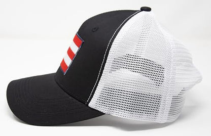 Puerto Rico Flag Snapback Trucker Baseball Hat (Black White) - International Tie