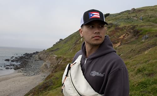 Puerto Rico Flag Snapback Trucker Baseball Hat (Black White) - International Tie
