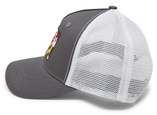Maryland Flag Trucker Baseball Snapback Hat (Grey Black) International Tie