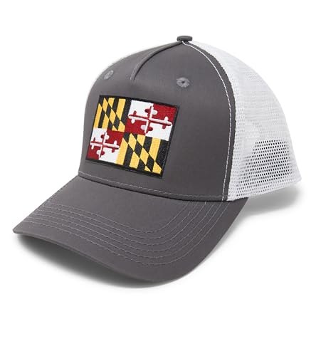 Maryland Flag Trucker Baseball Snapback Hat - International Tie