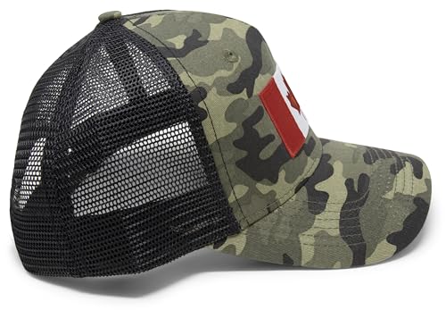 International Tie Premium Canada Flag Hat for Men- Snapback Trucker Mesh Baseball Cap