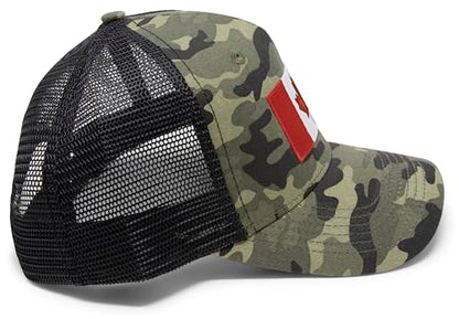 International Tie Premium Canada Flag Hat for Men- Snapback Trucker Mesh Baseball Cap