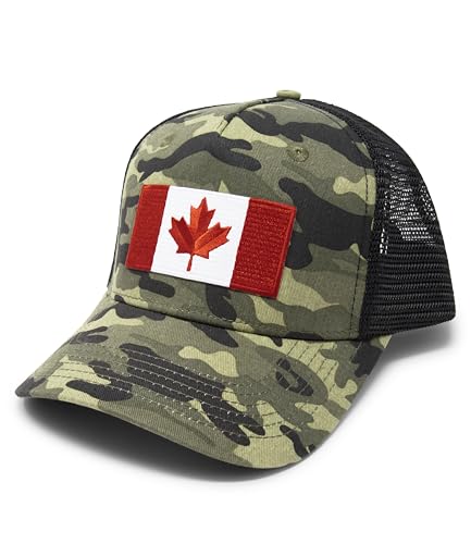 International Tie Premium Canada Flag Hat for Men and Women - Snapback Trucker Mesh Baseball Cap 