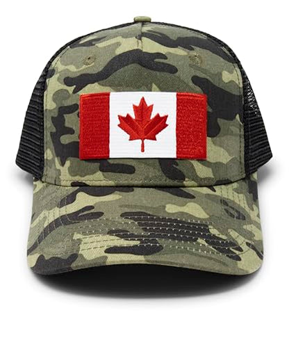 International Tie Premium Canada Flag Hat for Men-Snapback Trucker Mesh Baseball Cap (Camouflage)