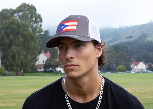 Puerto Rico Flag Snapback Trucker Baseball Hat (Grey White) - International Tie