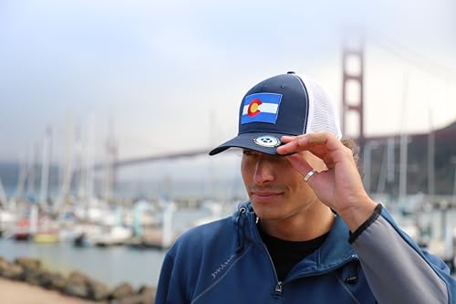 Colorado Flag Trucker Baseball Snapback Hat (Navy White) - International Tie