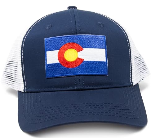 Colorado Flag Trucker Baseball Snapback Hat (Navy White) - International Tie