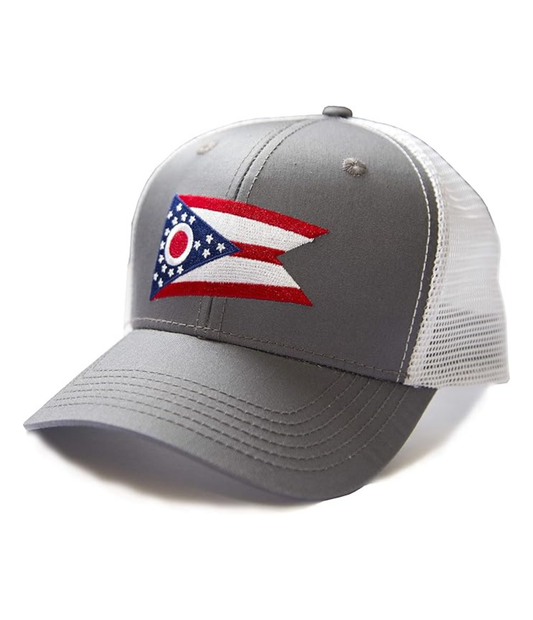 Ohio State Flag Trucker, Baseball, Snapback Hat - International Tie