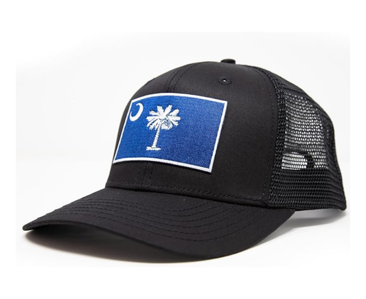 International Tie State Hat for Men and Women, Adjustable Snapback Trucker Baseball Cap with Embroidered Patch (South Carolina, All Black) - International Tie