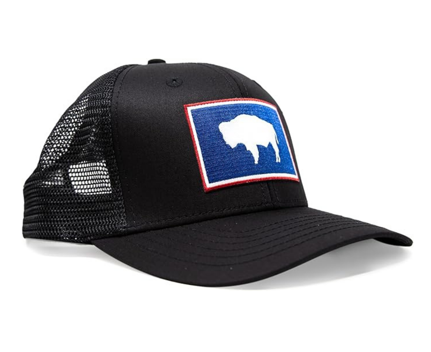 International Tie State Hat for Men and Women, Adjustable Snapback Trucker Baseball Cap with Embroidered Patch (Wyoming, All Black)