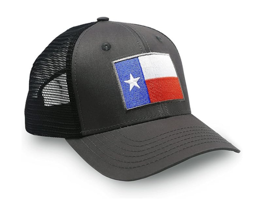 Texas Flag Trucker Baseball Snapback Hat (Black) - International Tie