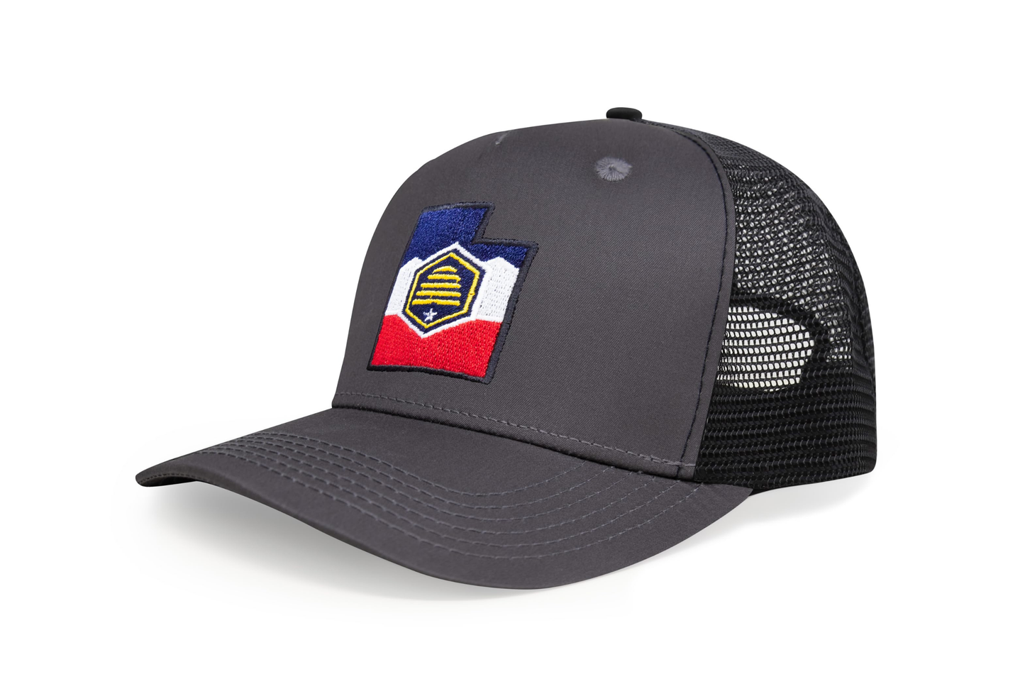 International Tie Stateline Flag Hat for Men and Women - Snapback Trucker Baseball Cap (Utah, Dark Grey) - International Tie
