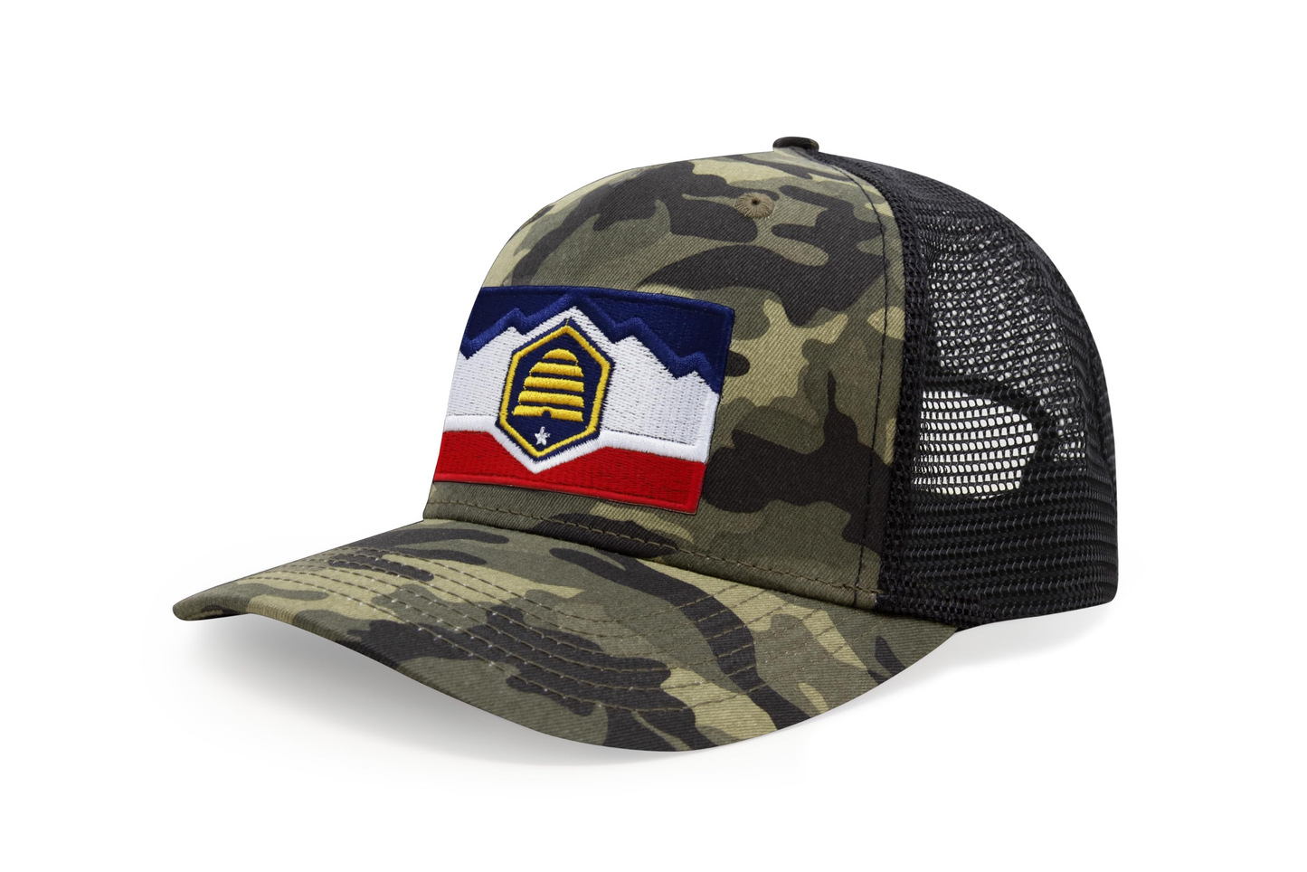 International Tie State Hat for Men and Women, Adjustable Snapback Trucker Baseball Cap with Embroidered Patch (Utah, Camouflage) - International Tie