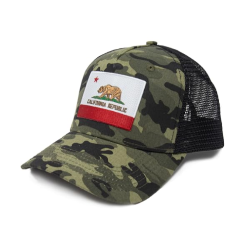 International Tie State Hat for Men and Women, Adjustable Snapback Trucker Baseball Cap with Embroidered Patch (California, Camouflage) - International Tie