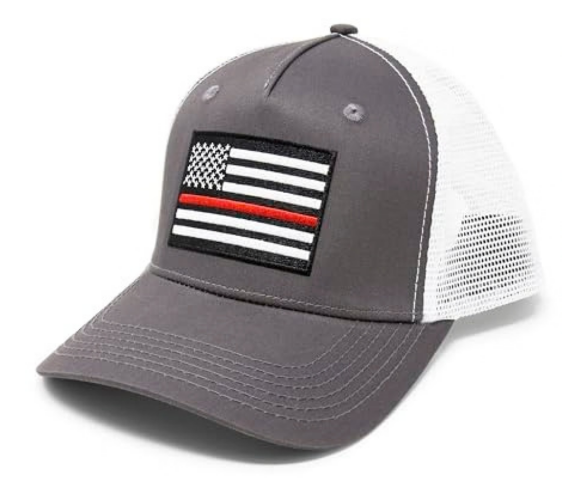Thin Red Line American Flag Snapback Trucker | Grey White