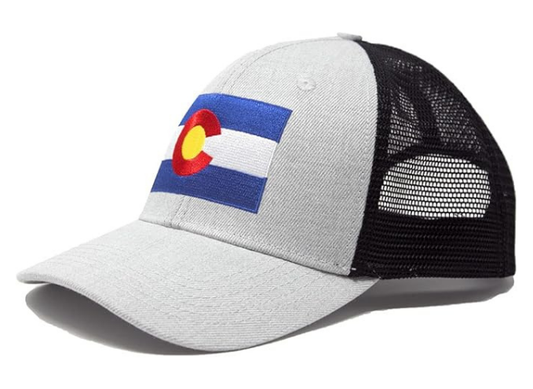International Tie State Hat for Men and Women, Adjustable Snapback Trucker Baseball Cap with Embroidered Patch (Colorado, Grey Black)