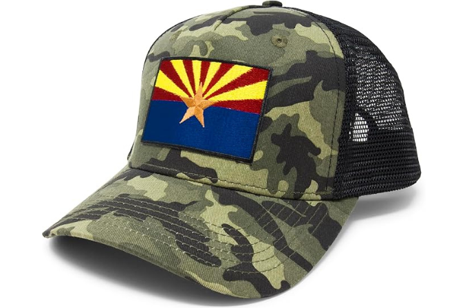 International Tie State Hat for Men and Women, Adjustable Snapback Trucker Baseball Cap with Embroidered Patch (Arizona, Camouflage) - International Tie