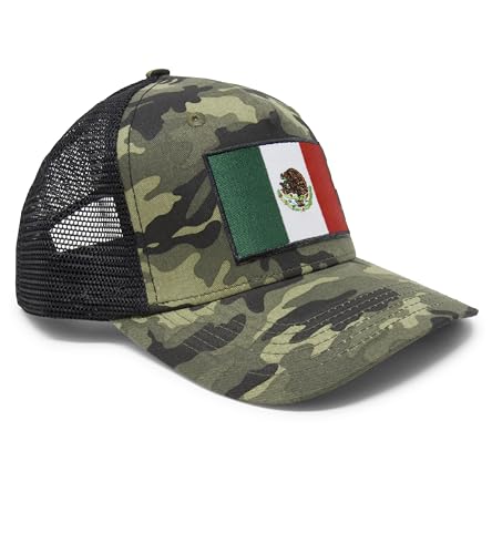 International Tie Mexico Hat - Mexico Flag Snapback Trucker Baseball Cap (Camouflage)