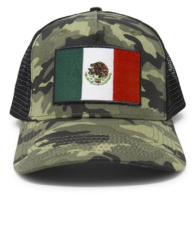 International Tie Mexico Hat for Men - Mexico Flag Snapback Trucker Baseball Cap (Camouflage)