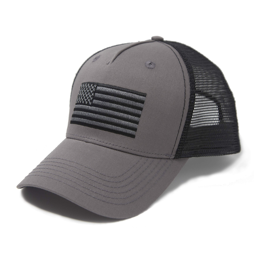 Black & Grey American Flag Snapback Hat 
