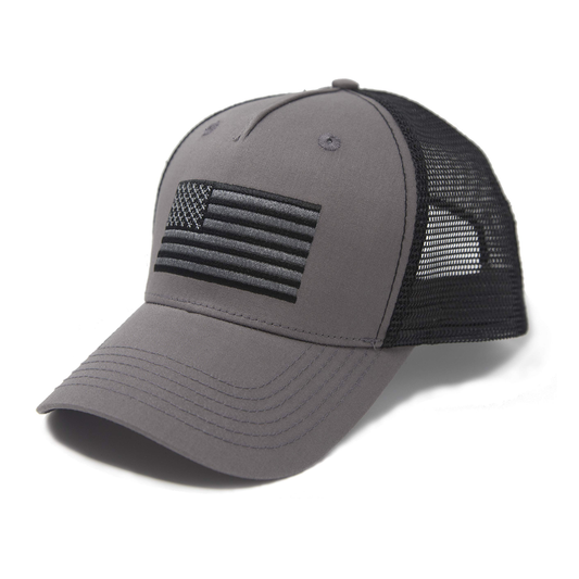Black & Grey American Flag Snapback Hat 