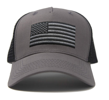 Black & Grey USA Flag Snapback Hat 