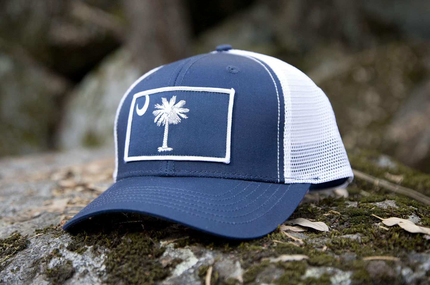 South Carolina Flag Palmetto Trucker Hat (Navy Blue)