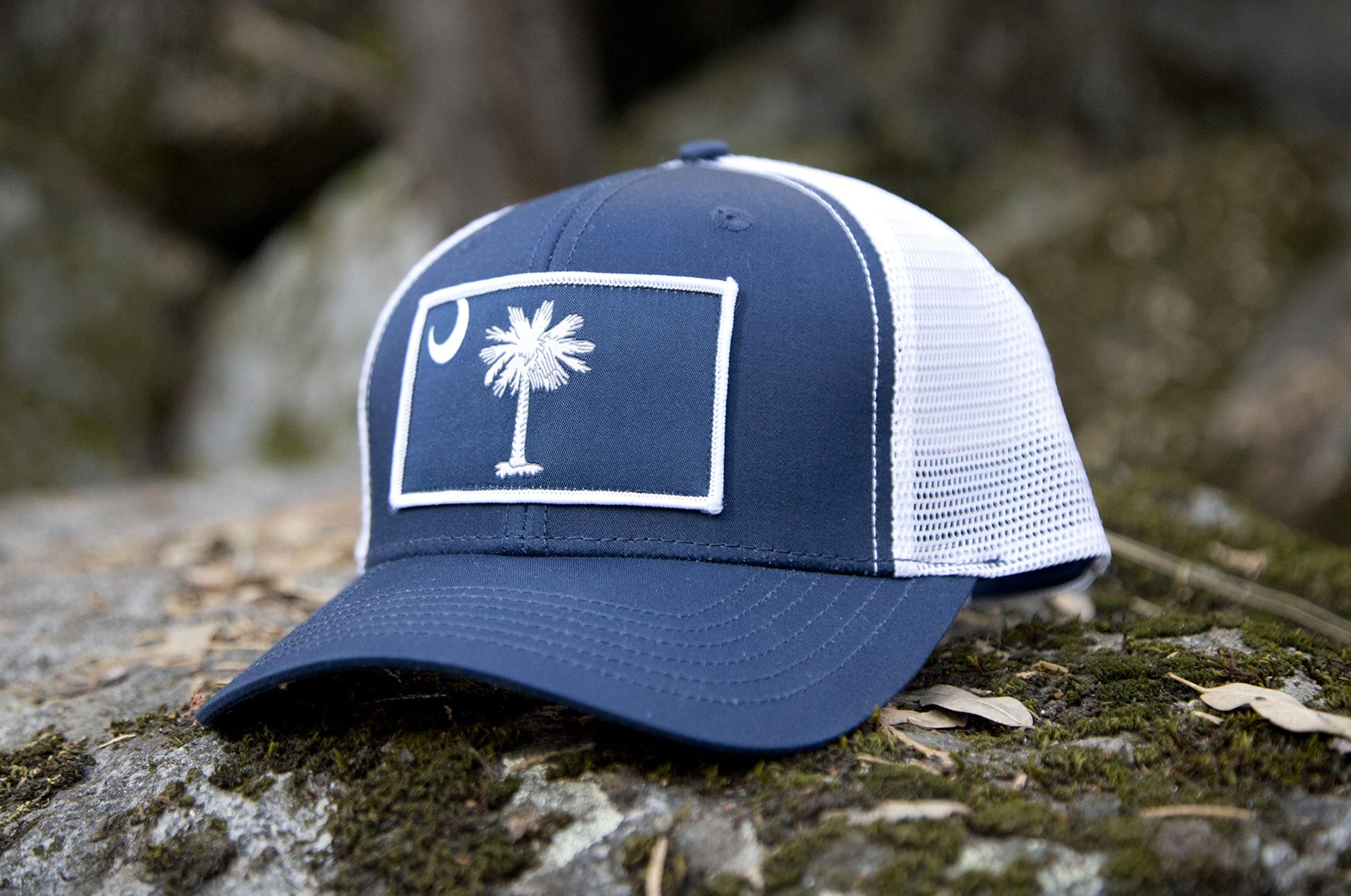 South Carolina Flag Palmetto Trucker Hat (Navy Blue)