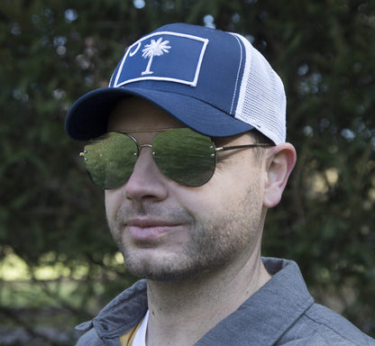 South Carolina Flag Palmetto Baseball Hat (Navy Blue)