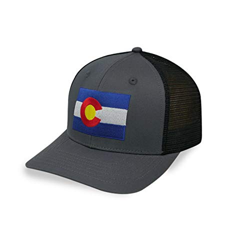 Colorado Flag Trucker Baseball Snapback Hat (Black) - International Tie