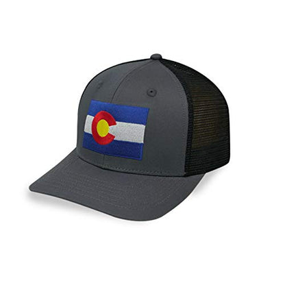 Colorado Flag Trucker Baseball Snapback Hat (Black) - International Tie